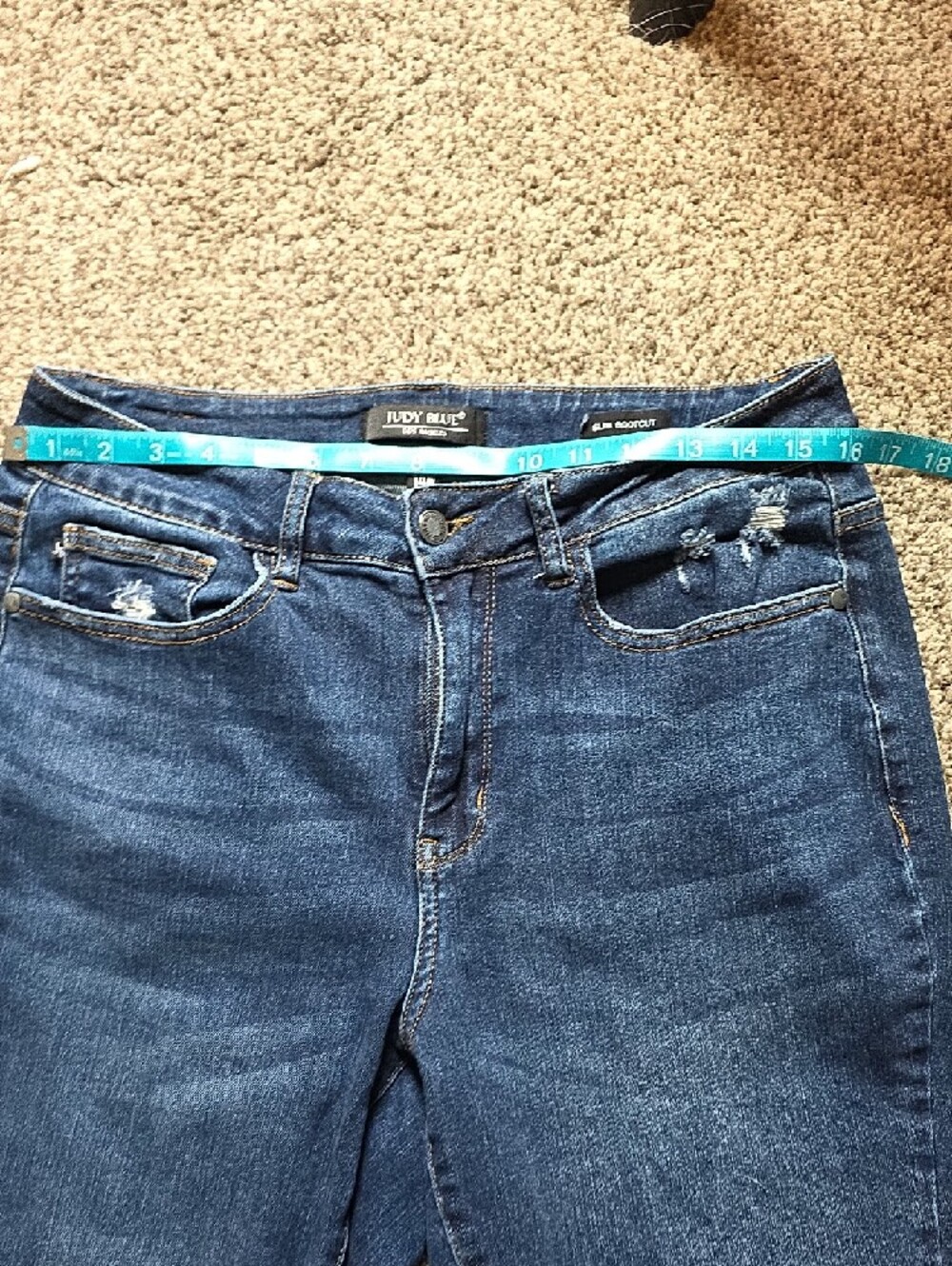 Judy Blue Dark Slim Bootcut Jeans with Subtle Distress - Picture 10 of 11